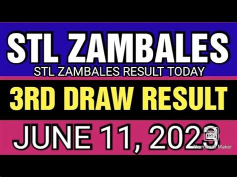 STL ZAMBALES RESULT TODAY 3RD DRAW JUNE 27, 2024 .